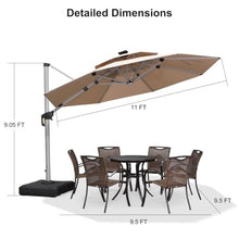 OROTLECT 132'' Double Top Solar Powered LED LightedRound Cantilever Umbrella With Base,Beige