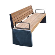 ZTHYSHXA Park Bench Backrest Armrests Wood Bench with Stainless Steel Metal Fram for Indoor Outdoor(Medium)