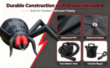 30 FT Giant Inflatable Spider Halloween Decoration, Large Black Scary Inflatable Spider with Red Fangs, Built‑in Blower, for Yard Lawn Garden Halloween Party Outdoor Decor