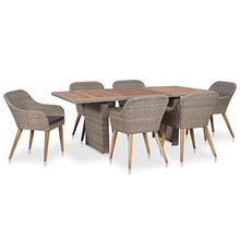 AJSEOYBS Outdoor Patio Set,Outdoor Garden Furniture,7 Piece Patio Dining Set with Cushions Poly Rattan,for Deck, Patio, Garden, Poolside, Backyard