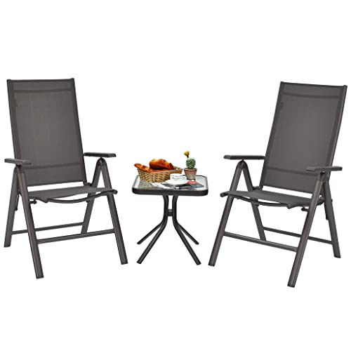 TEOYETTSF Patio Chair 2 Piece Folding Dining with Adjustable Back