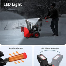 PowerSmart 24-Inch Self-Propelled Two-Stage Gas Snow Blower with 208cc B&S Engine, Electric Start, 13-Inch Snow Tires, Handle Warmer, and LED Lights