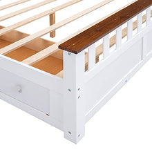FAVSH Queen Size Wood Platform Bed with Drawers White/Walnut