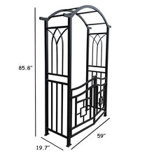 Oakland Living Black Aluminum Garden Arbor Arch with Gate