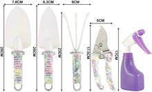 XIXIDIAN Garden Tools Set, 5 Pieces Gardening Tools with Purple Floral Print, Garden Hand Tools with Carrying Case & Ergonomic Handle Gardening Gifts for Women Men