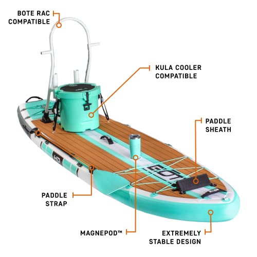 BOTE HD Aero Inflatable Stand Up Paddle Board MAGNEPod Compatible Blow Up iSUP - 11 FT 6 in - Full Trax Seafoam
