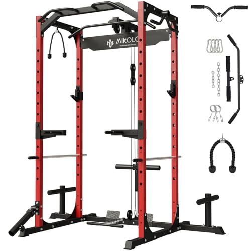 Mikolo Power Cage with LAT Pulldown Red