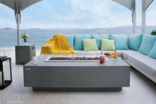 Elementi Granville Gas Fire Pit Cast Concrete Fire Table, Outdoor Fire Pit Electronic Ignition | Canvas Cover, Lava Rock Included | Free AMS Wind Guard | Light Gray (Natural Gas)