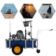 Erxewim Outdoor Fishing Cart with Wheel, Collapsible Folding Wagon Cart Heavy Duty, Aluminum Wagon, Rod Holders Trolley for Garden Camping Beach Sports