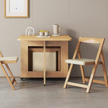 MATISUN Solid Wood Foldable Dining Table and Chair Set, Folding Dining Table with Chairs for Restaurant, Warehouse, Home, Kitchen, Garage (Wood,1.3m(4 Chairs))