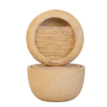 Sculptural Indoor Outdoor Water Fountain with Bowl Basin, (Beige+Yellow + Polyresin + Art Deco + Contemporary + Industrial + Modern + Ultra-Modern)