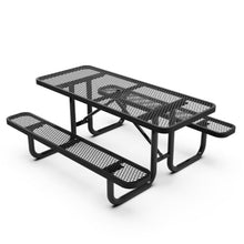 Flash Furniture Commercial 6' Rectangular Expanded Mesh Metal Picnic Table with Anchors - Black
