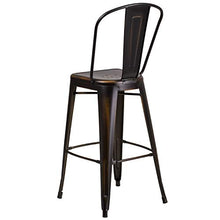 EMMA + OLIVER 4 Pack 30" High Distressed Copper Metal Indoor-Outdoor Barstool with Back