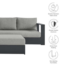 Modway Tahoe Aluminum 5-Piece Outdoor Patio Furniture Gray, Modular Sectional Sofa Set with Weather-Resistant Cushion and Ottoman, Ideal for Deck, Backyard Poolside
