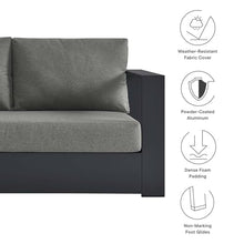 Modway Tahoe Aluminum Modular Right-Facing Outdoor Patio Loveseat in Gray Charcoal with Weather-Resistant Cushions, Couch for Garden Backyard, Poolside