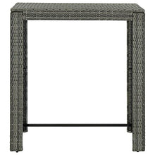 KUPTYERFG 7-Piece Outdoor Bar Set, Gray PE Rattan Garden Patio Dining Table and Stools with Cushions, Rectangular High Top Bistro Set for Backyard Balcony and Terrace