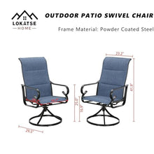 LOKATSE HOME 6 PCS High Back Textilene Outdoor Patio Swivel Chairs Blue