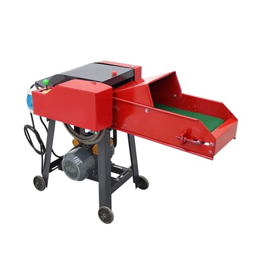 BEILOCKERY Hay Cutter Straw Crusher Machine 4-Blade Farm Hay Chopper Shredder Animal Feed Grinder with Conveyor 880-1760LBS/H 220V 3KW
