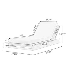 Merax Outdoor Chaise Lounge Set of 4, Acacia Wood Patio Reclining Chairs with 3-Position Adjustable Backrest, 4-Piece Sunbathing Recliner & 4" Thick Double-fold Cushion for Poolside, Garden, Cream