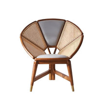 LIAN16PENG Wicker Chairs Natural Rattan Flower Chair, Rattan Dining Chair, Round Rattan Loop with Seat Cushion Patio Chair