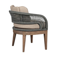 Benzara Kimi 23 Inch Outdoor Patio Dining Chair with Olefin Cushions Woven Rope Brown Gray Taupe