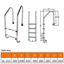 Swimming Pool Handrail 304 Stainless Steel Pool Ladder with Non-Slip Pedal Tube Wall Thickness 1mm for Garden Backyard Pools/Silver / 2 Step (Silver 2 Step)