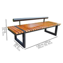GRFIT Outdoor Bench Outdoor Bench for Park, Wooden Chair for Garden, with Lacquered Steel Structure, Rest Seat for Patio Garden Bench (Small)