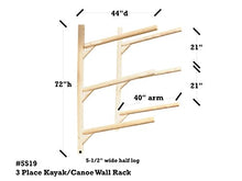 Log Kayak Rack 3 Place Wall Mount Kayak Canoe SUP Rack Canyon Brown Finish