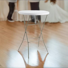 PRO&Family 32 Inch Round Cocktail Table White Tall Round Table Foldable Bar Table Outdoor High Top Table Foldable High Top Table Bar Height Folding Table Cocktail Tables for Parties Bar Height (9)