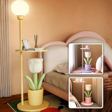 LUYOUBOZHU Floor Lamp Table & Lamp Combo, Bedside Reading Lamp, Modern End Table with Floor Lamp for Living Room, Den, Office, Bedroom(Purple)
