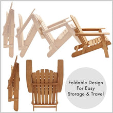 Casafield Oversized Folding Adirondack Chair, Set of 4 Cedar Wood Outdoor Fire Pit Lounge Chairs for Patio, Deck, Yard, Lawn and Garden Seating, Partially Pre-Assembled - Natural