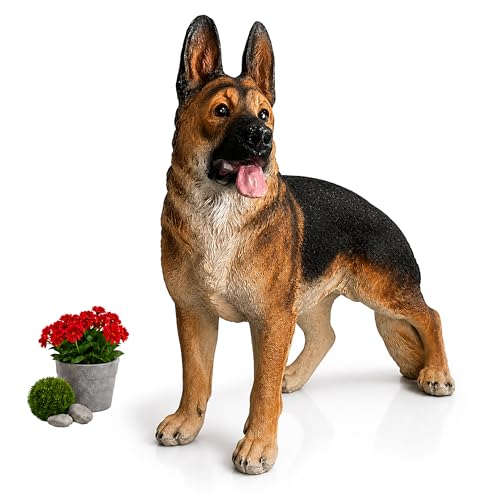 Relaxdays, Garden Dog Figure XXL, for Outdoor and Terrace Statue German Shepherd H x W x D: 114 x 40 x 91 cm