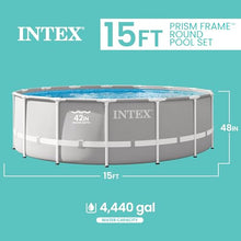 INTEX Prism Frame 15ft x 48in Round Above Ground Swimming Pool Set w/Pump