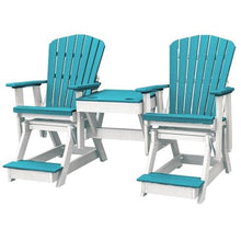 American Furniture Classics OS Home and Office Model 516ARW-K Double Balcony Height Glider with Center Table in Aruba Blue and White