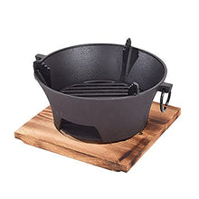 Charcoal Grill Household Barbecue Meat Stove Thickened Barbecue Pot Cast Iron Charcoal Stove With Round Pan Barbecue Grill Outdoor Cooking Picnic Barbecue (Color : Black Size : 38x18cm)
