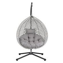 U_STYLE Sturdy Hammock Chair with Stand, Durable Hanging Egg Chair with Rattan Weaving ,Comfortable Indoor Outdoor Swing chairs with Soft Removable Cushion,Suitable for Balcony, Bedroom,or Garden