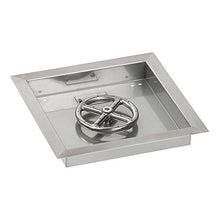 American Fireglass SS-SQPKIT-P-12 Propane 12" Square Stainless Steel Drop-in Pan with Spark Ignition Kit (6" Fire Pit Ring)