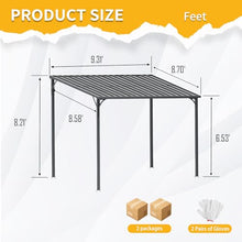 8x10 FT Wall-Mounted Galvanized Steel Pergola with Metal Roof, Heavy Duty Outdoor Patio Cover, Reinforced Support Columns, Sloped Drainage Roof, Backyard Shelter for BBQ, Garden, Lounge Area