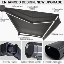 RNQZ Electric Retractable Awning w/LED Light, Outdoor Awning with Remote Control,Water UV/Heat Resistant for Deck, Balcony, Yard,2X1.5M