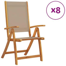 ZXQVLMRS Set of 8 Folding Garden Chairs, Acacia Wood Outdoor Dining Furniture, Portable Patio Seating for Terrace and Balcony, Taupe