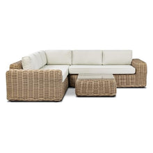 Poly & Bark Puglia Corner Sectional Sofa Set with Coffee Table – Outdoor Ready Synthetic Rattan Frame, Weather‑Resistant Cushions & Minimal Profile – Sand Fabric for Patio, Garden or Covered Veranda