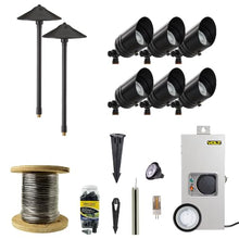 VOLT 12V LED Landscape Lighting Kit (6 Spotlights, 2 Path Lights), Black