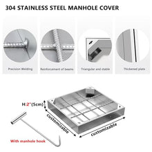 GJZDPMY Rectangular Stainless Steel Manhole Cover & e 2-Inch/5 cm High Heavy-Duty t Design for Outdoor Garden School - 35.4x35.4 Inches (90x90 cm)