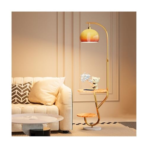 ZHONGCHENGWU Floor Lamp Modern Floor & Table Lamp Combo with Charging Station and Shelf for Living Room(Gold)