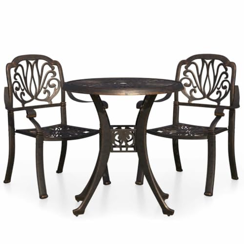 RJPLMFV 3 Piece Bistro Set Cast Aluminum Bronze