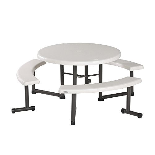 Lifetime Picnic Table 22127 44-inch Round Top Swivel Benches Almond Color Top