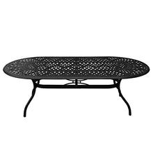 Oakland Living Modern Outdoor Mesh Lattice Aluminum 95-in Large Oval Patio Dining Set Black