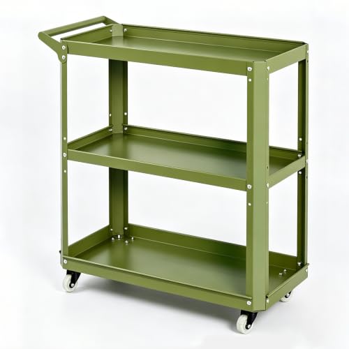 ARTUNV Metal Rolling Flower Cart With Wheels, 3-Tier Plant Display Stand
