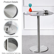POJGVU Round Bistro Pub Table - Bar Height Cocktail Table with Stainless Steel Top & Stable Base Perfect for Patio Dining Room Parties - High Round Coffee Table,40x40x95cm