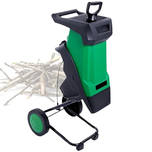 XygZythror Automatic Wood Mulcher, 2400w Electric Leaf Chipper Shredder, Wood Shredder Mulcher for 0-40mm Branches, Automatic 4500rpm Green
